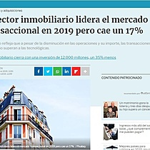 El sector inmobiliario lidera el mercado transaccional en 2019 pero cae un 17%